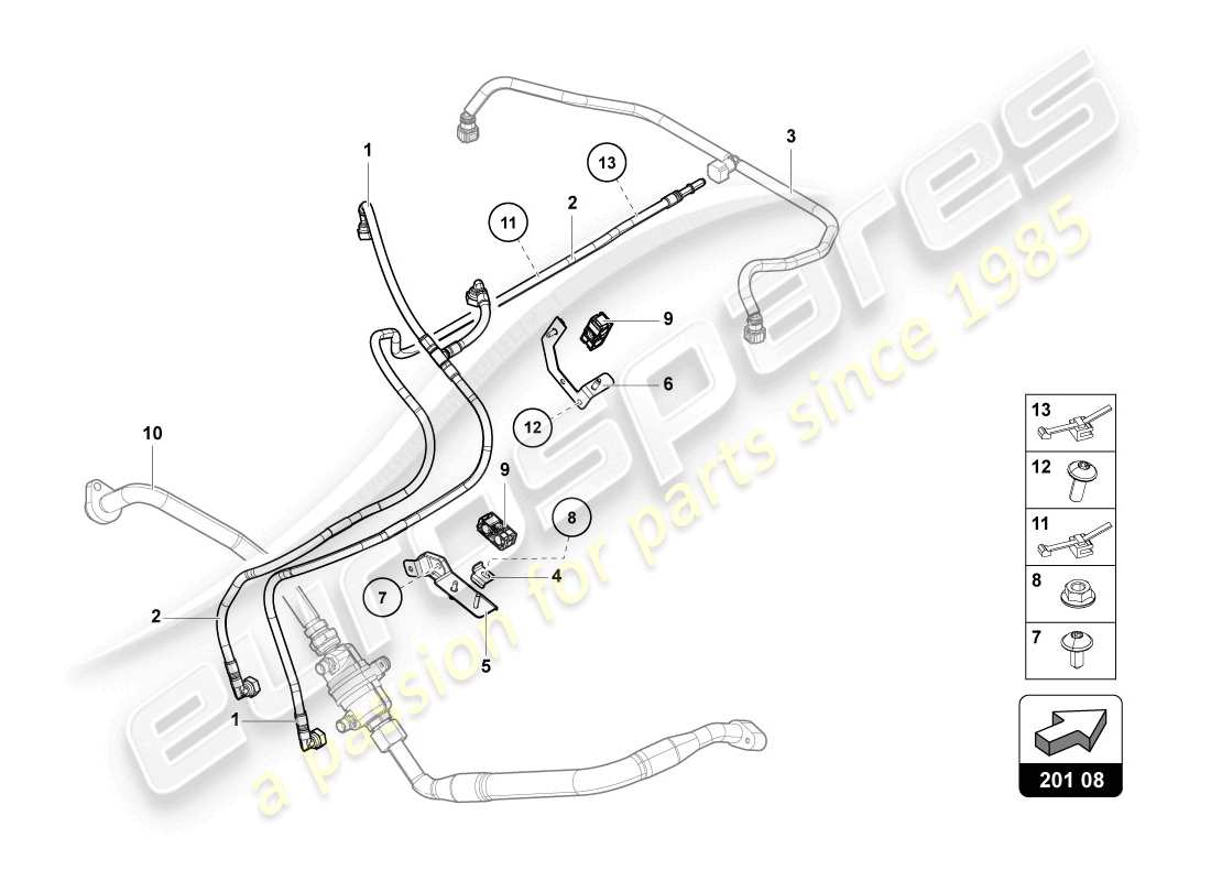 lamborghini 2014 (lp720-4 coupe 50) diagramme des pièces de la conduite de carburant