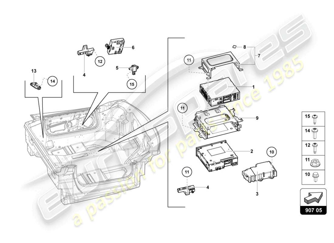lamborghini lp740-4 s roadster (2019) schéma des pièces électriques