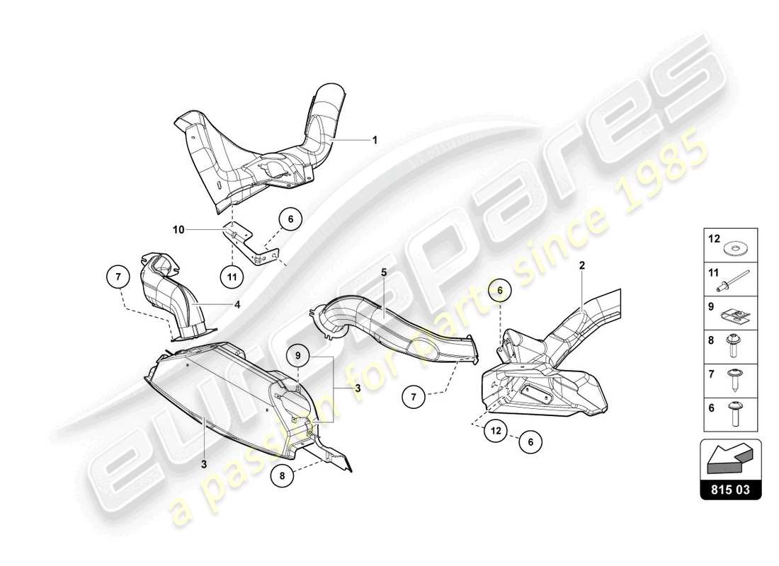 lamborghini lp700-4 coupe (2016) carton de conduit d'air schéma des pièces