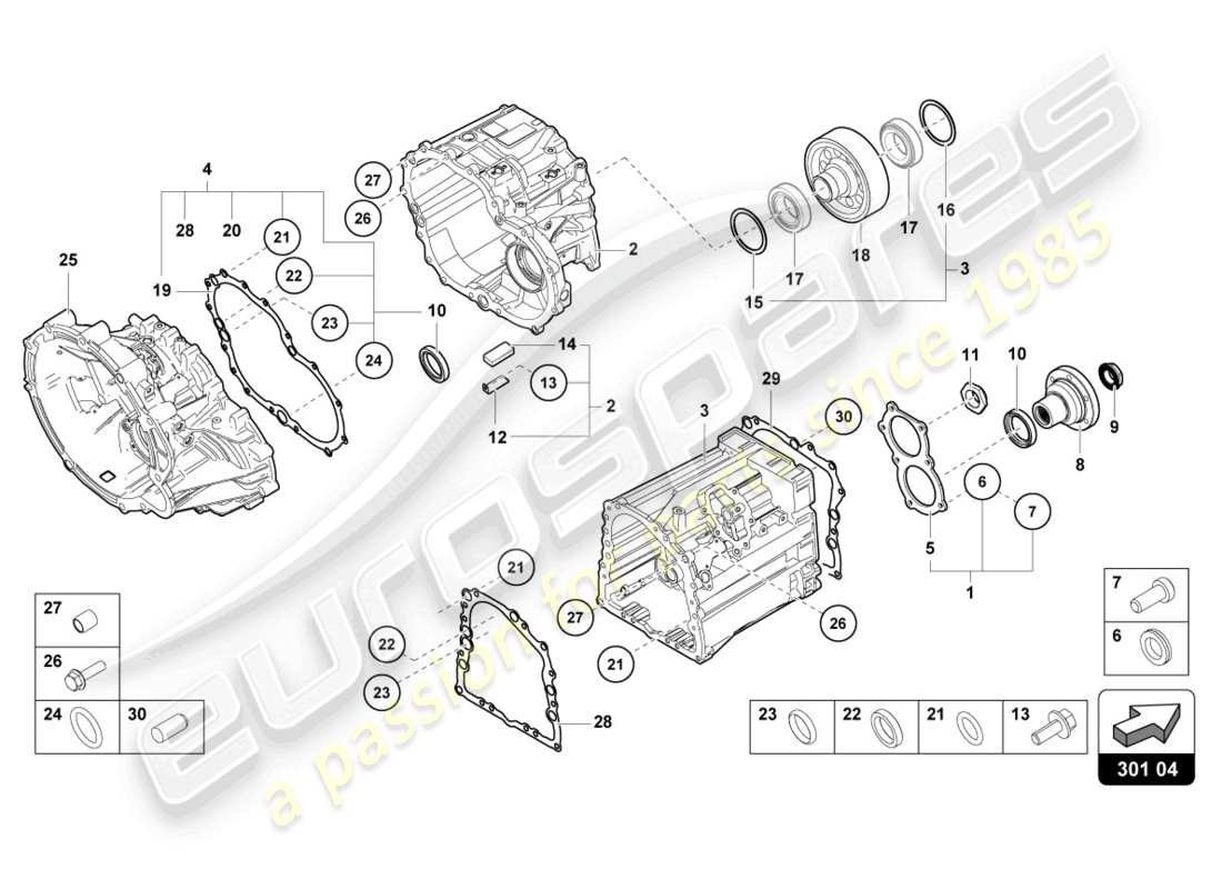 lamborghini sian (2021) composants extérieurs de la boîte de vitesses schéma des pièces