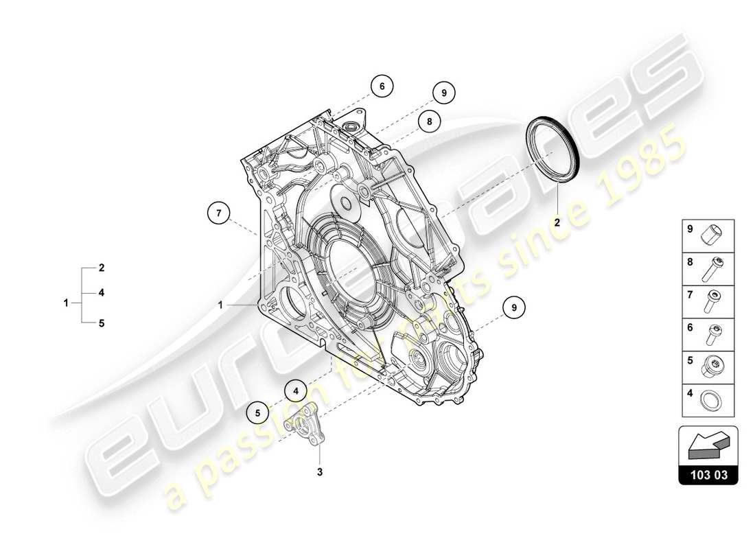 lamborghini evo spyder (2020) couvercle pour carter de distribution schéma des pièces