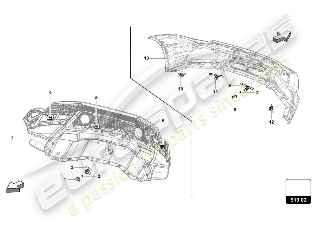 lamborghini 2019 (performante coupe) diagramme des pièces des capteurs