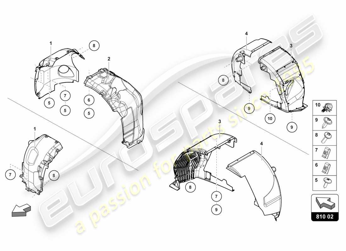 lamborghini centenario coupe (2017) garniture de logement de roue schéma des pièces