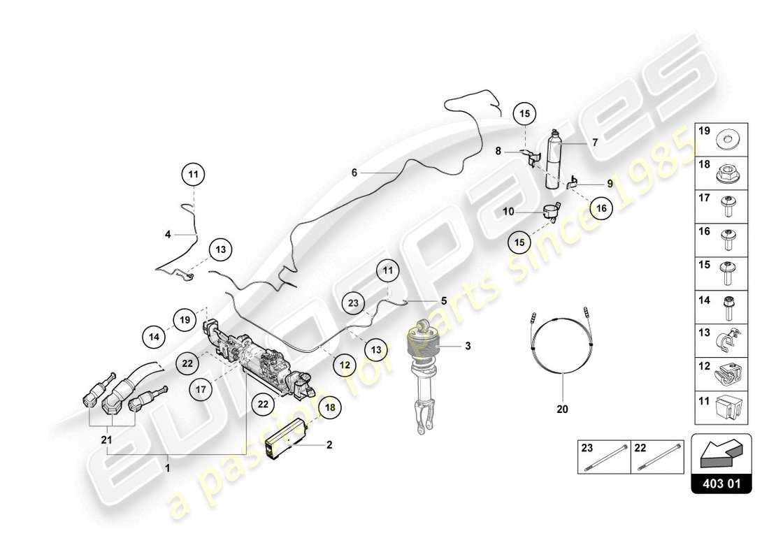 lamborghini evo spyder (2020) dispositif de levage schéma des pièces