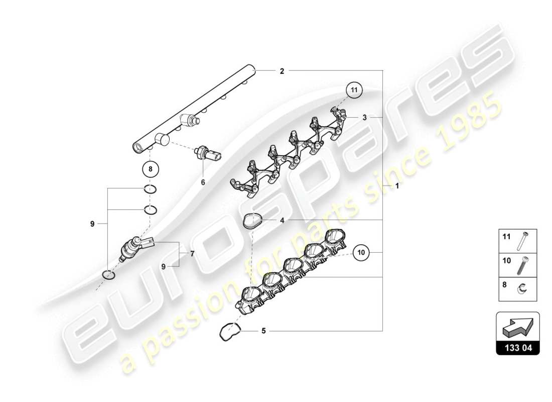 lamborghini evo spyder (2020) soupape d'injection schéma des pièces