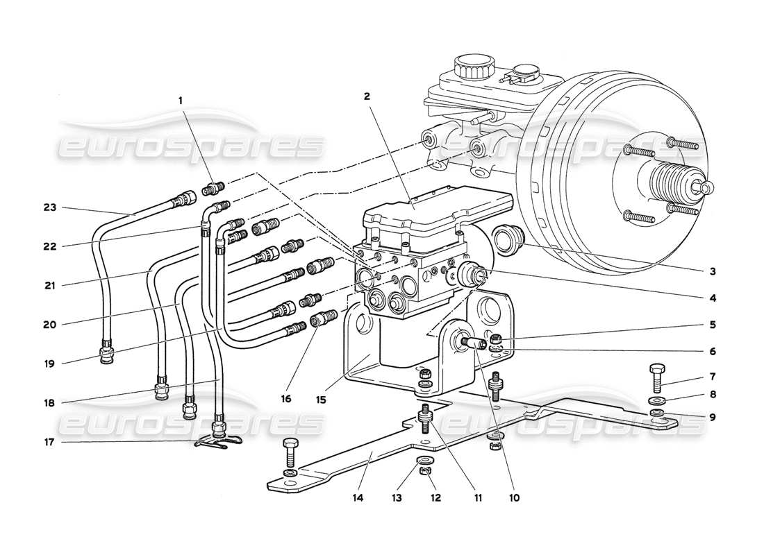 lamborghini diablo 6.0 (2001) schéma des pièces de l'ecu abs électrohydraulique