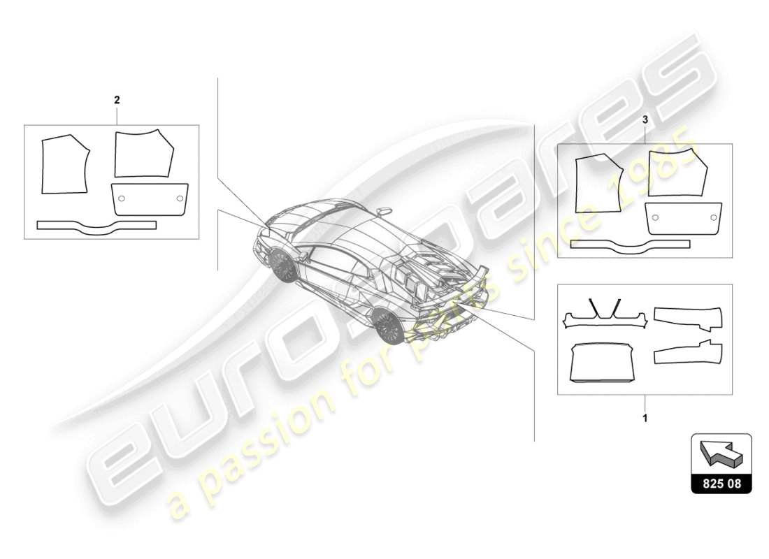 lamborghini lp740-4 s coupe (2020) schéma des pièces du bouclier thermique