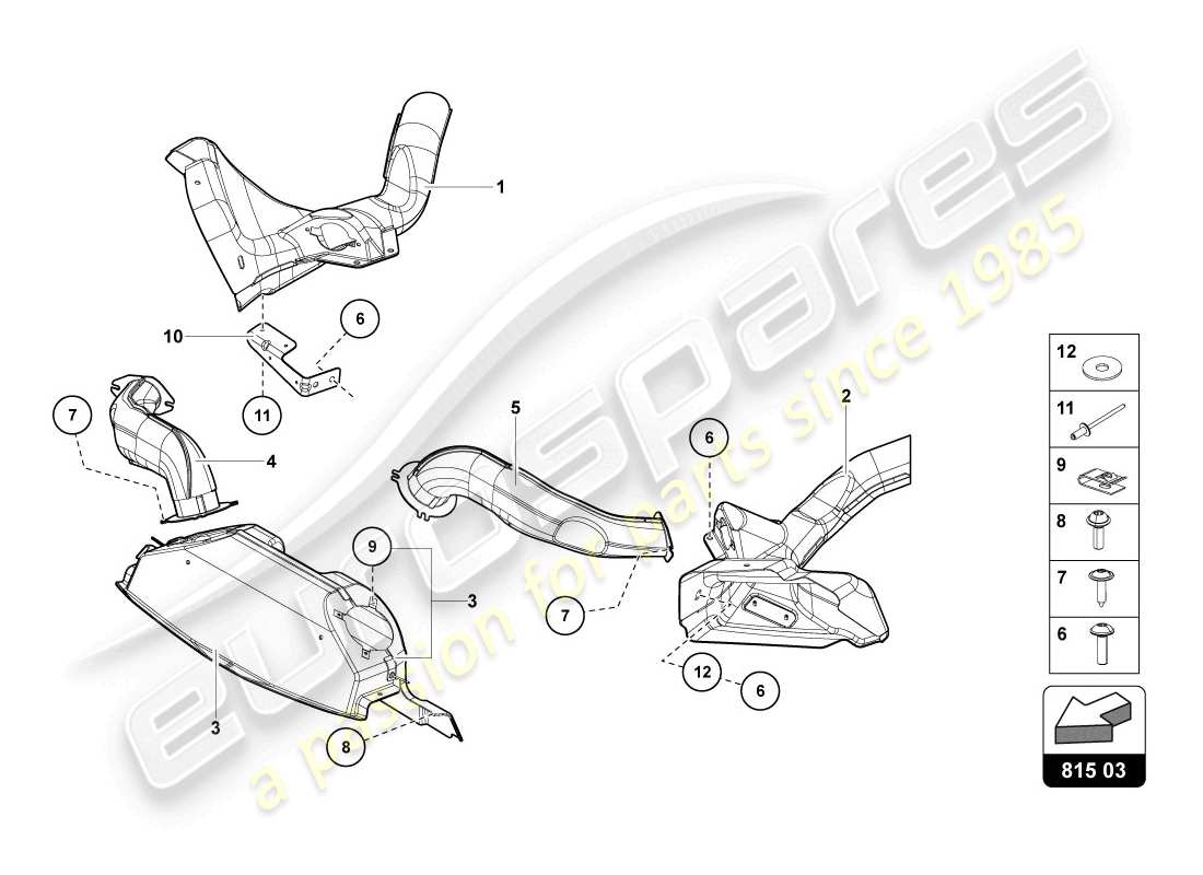 lamborghini lp720-4 coupe 50 (2014) carton de conduit d'air schéma des pièces