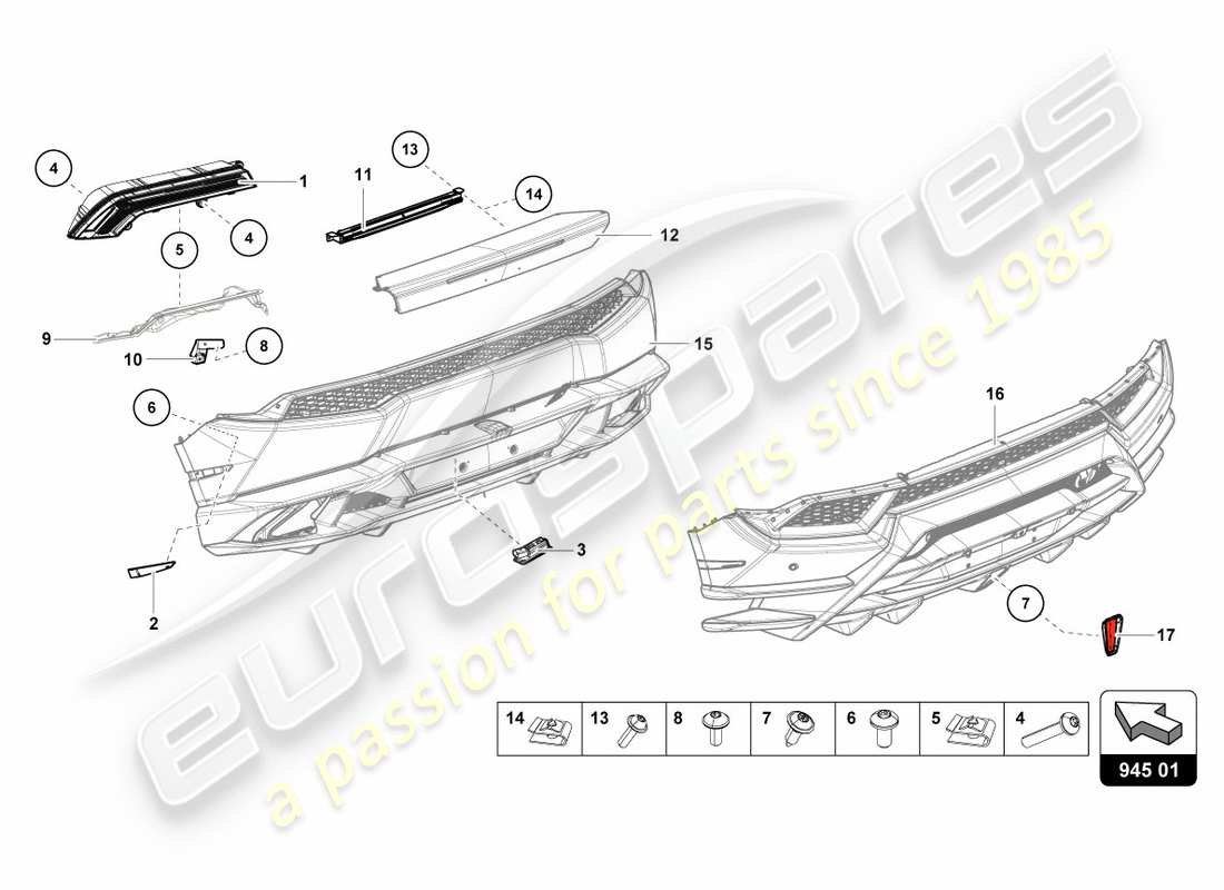 lamborghini performante spyder (2020) feu arrière arrière schéma des pièces