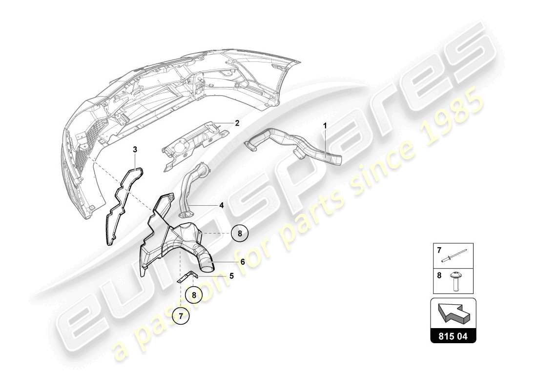 lamborghini 2014 (lp720-4 coupe 50) diagramme des pièces du guide d'air