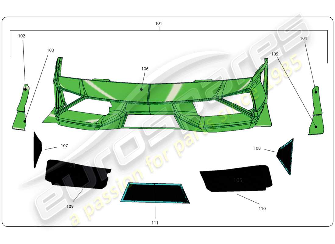 lamborghini super trofeo (2009-2014) pare-chocs avant schéma des pièces