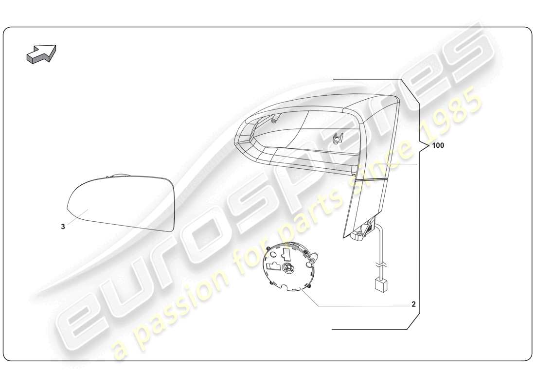 lamborghini super trofeo (2009-2014) rétroviseur extérieur schéma des pièces