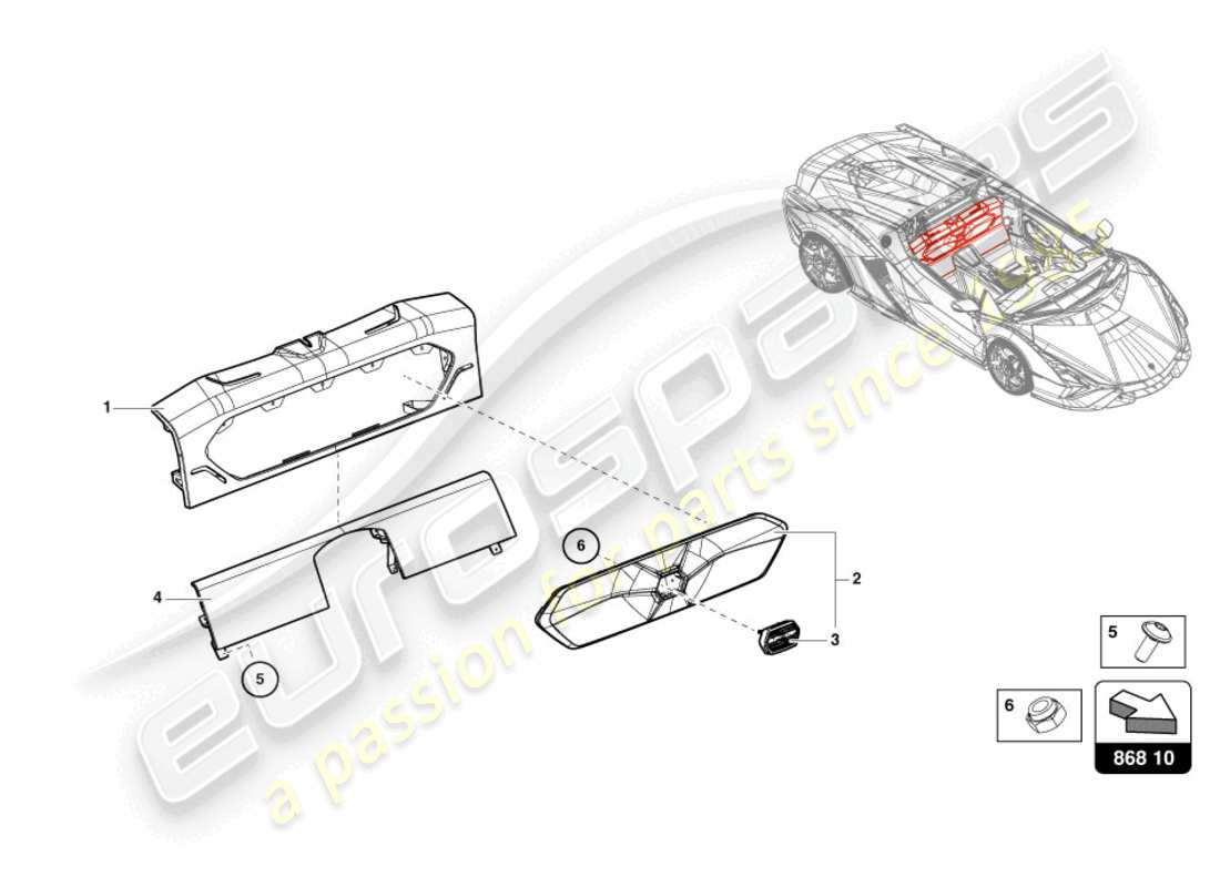 lamborghini sian (2021) garniture du panneau arrière schéma des pièces