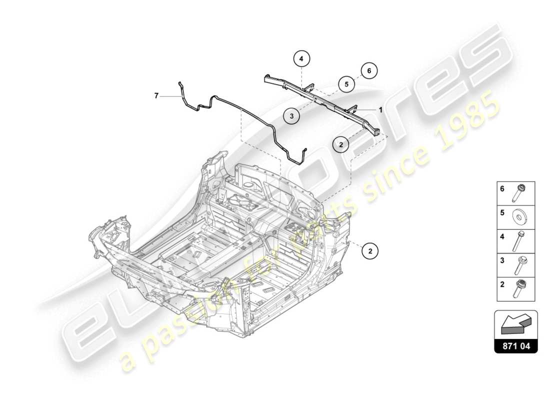 lamborghini 2020 (evo spyder 2wd) diagramme des pièces de la traverse