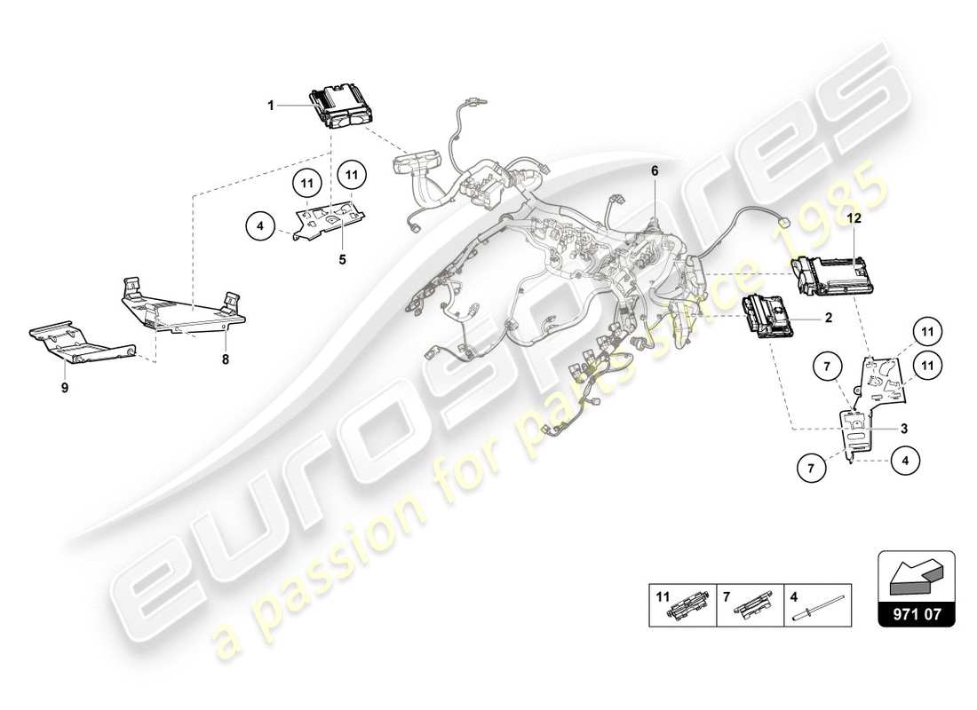 lamborghini performante spyder (2018) unité de commande du moteur schéma des pièces