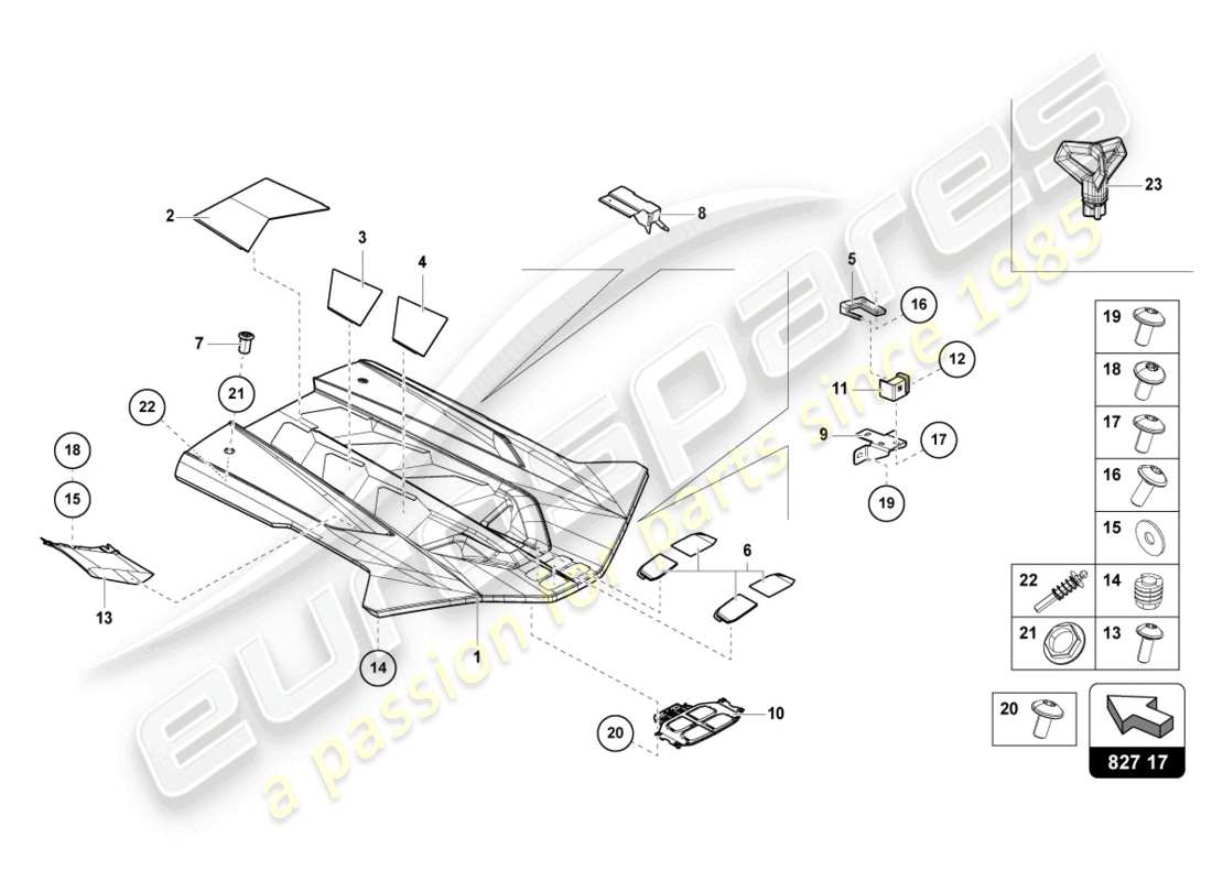 lamborghini sian (2021) couvercle du compartiment moteur schéma des pièces