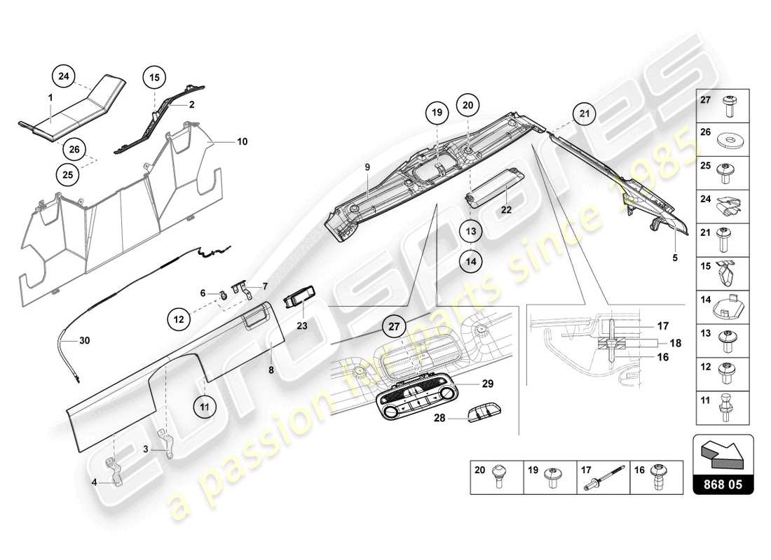 lamborghini lp740-4 s roadster (2020) décor intérieur schéma des pièces