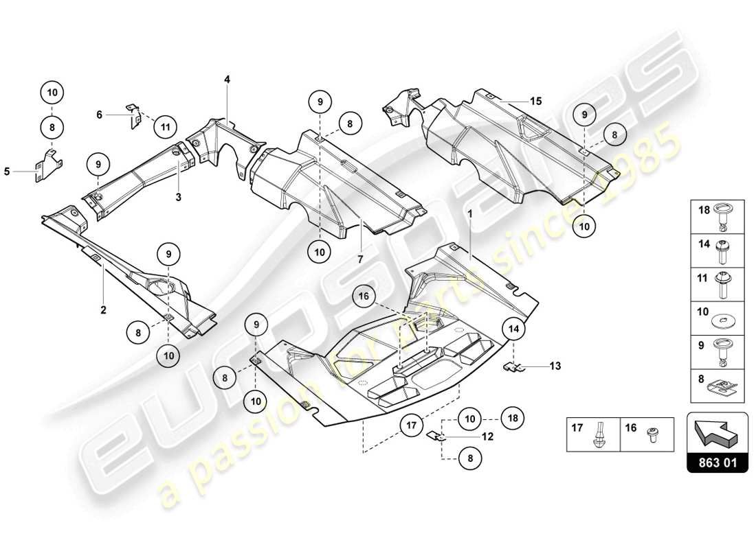 lamborghini lp720-4 coupe 50 (2014) couvertures schéma des pièces