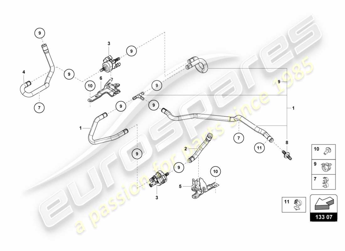 lamborghini performante spyder (2020) schéma des pièces du système de vide