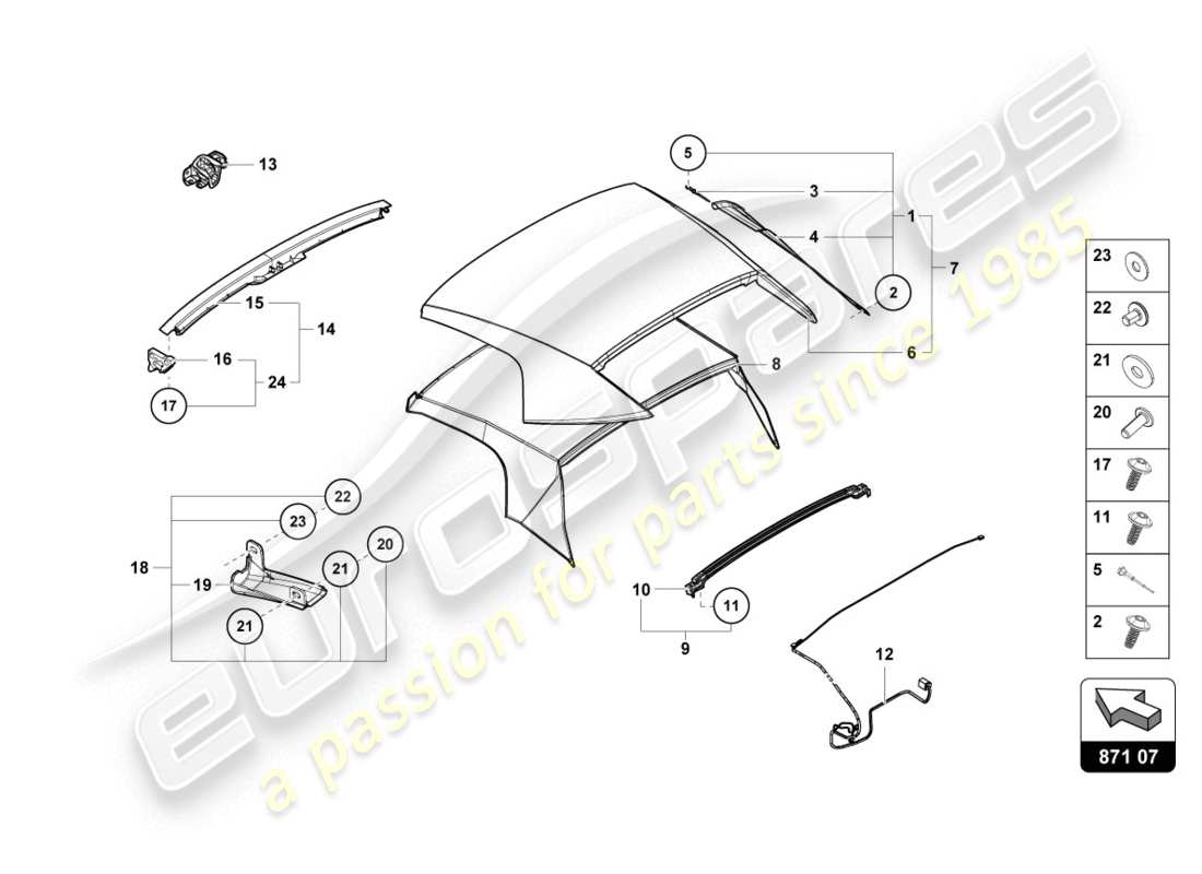 lamborghini 2020 (evo spyder) couverture diagramme de pièce