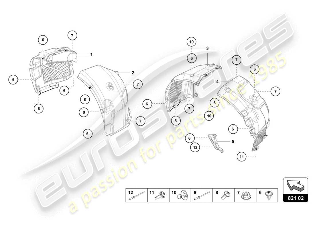 lamborghini 2017 (lp610-4 coupe) garniture de logement de roue schéma des pièces