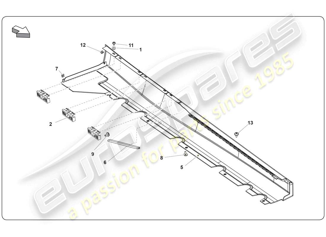 lamborghini super trofeo (2009-2014) membre latéral externe schéma des pièces