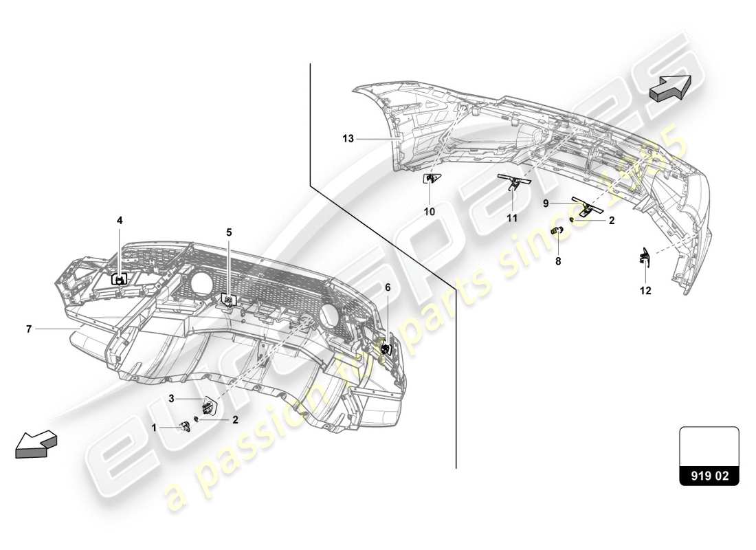 lamborghini performante spyder (2018) diagramme des pièces des capteurs