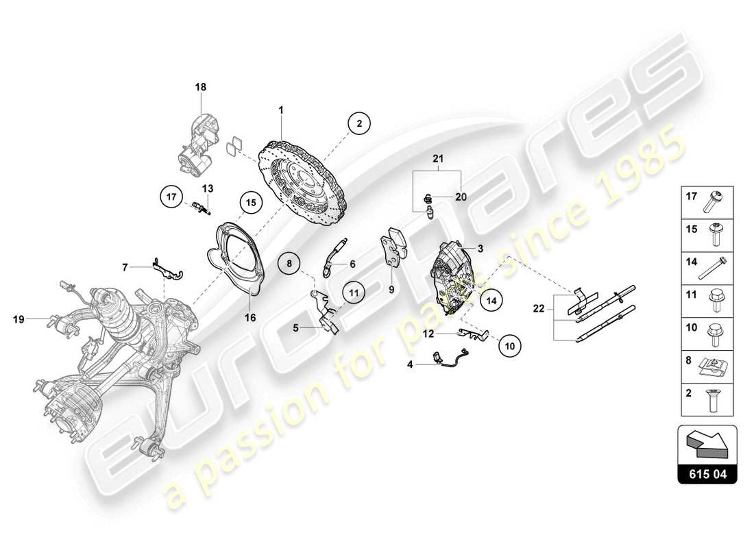 lamborghini evo spyder 2wd (2020) disque de frein (ventilé) schéma des pièces