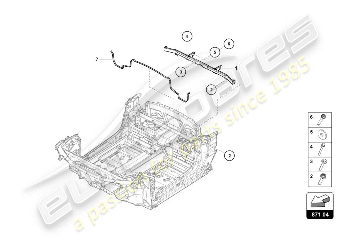 lamborghini evo spyder (2020) diagramme des pièces de la traverse