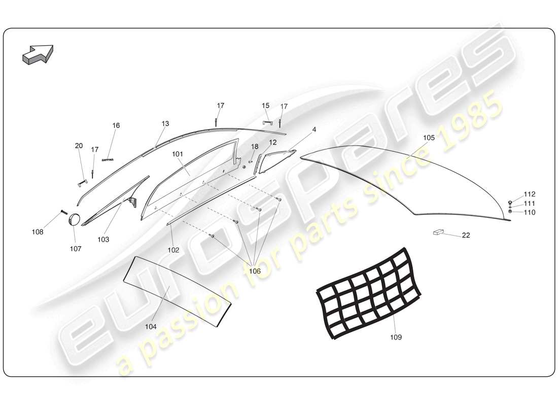 lamborghini super trofeo (2009-2014) fenêtre schéma des pièces