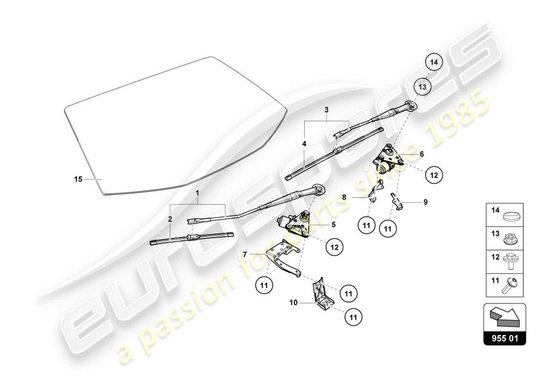 lamborghini performante spyder (2020) essuie-glace schéma des pièces