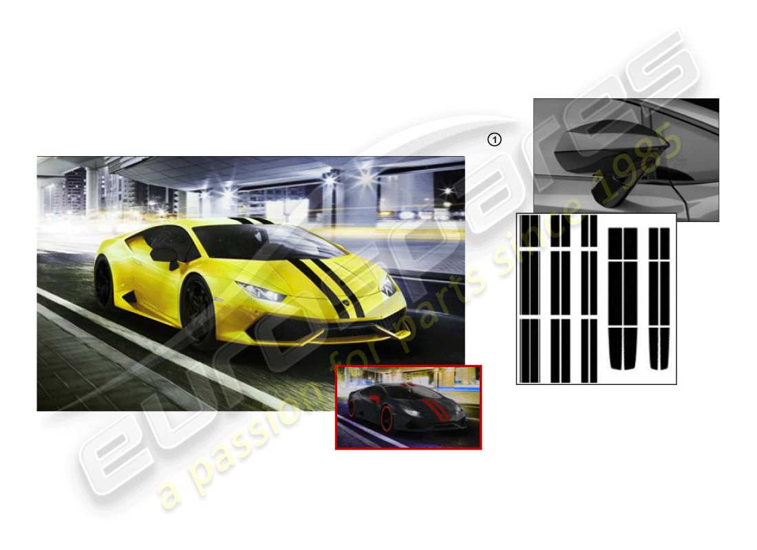 lamborghini huracan lp600-4 zhong coupe (accessories) ensemble décoratif schéma des pièces