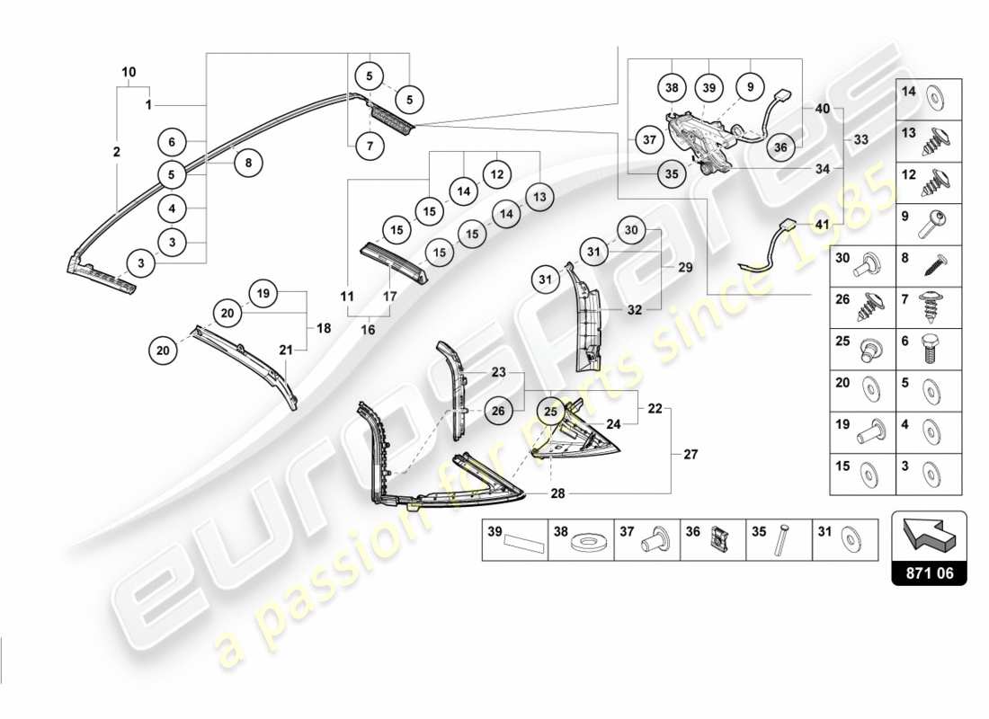 lamborghini performante spyder (2020) schéma des pièces du joint