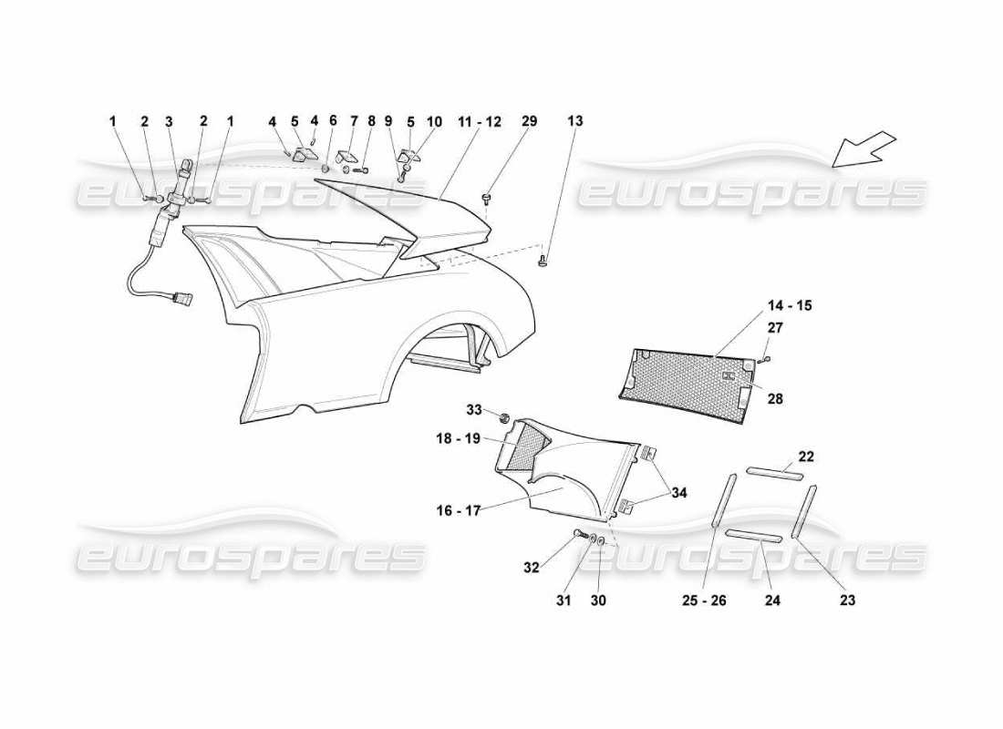 lamborghini murcielago lp670 prise d'air schéma des pièces