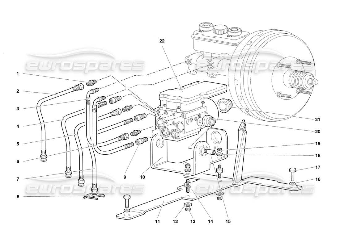 lamborghini diablo sv (1998) schéma des pièces de l'ecu abs électrohydraulique