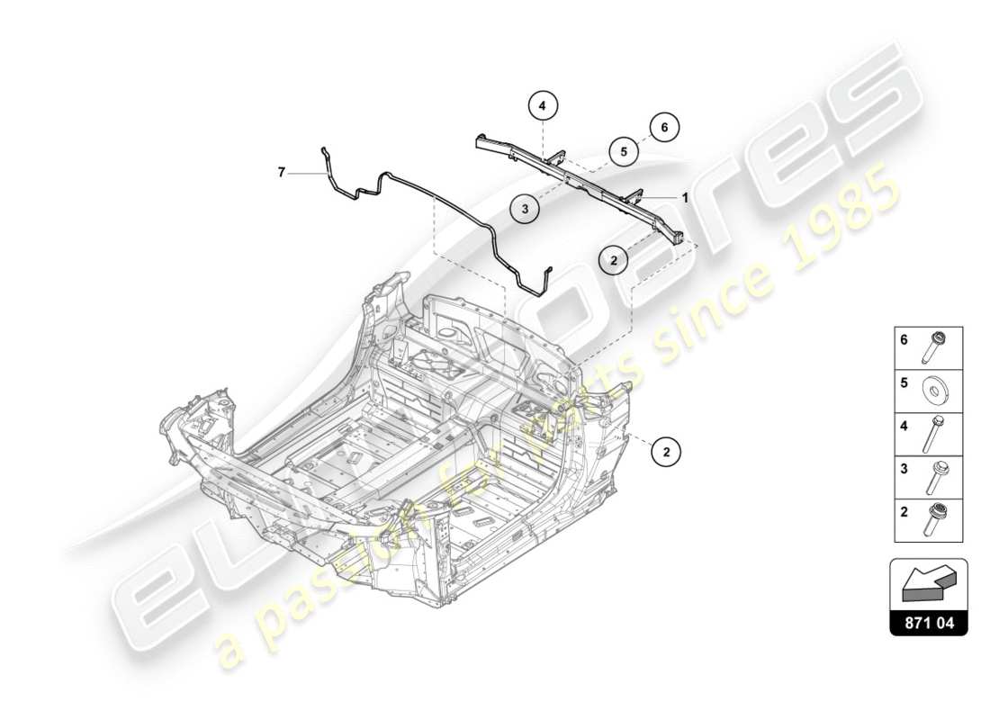 lamborghini performante spyder (2020) traverse arrière schéma des pièces