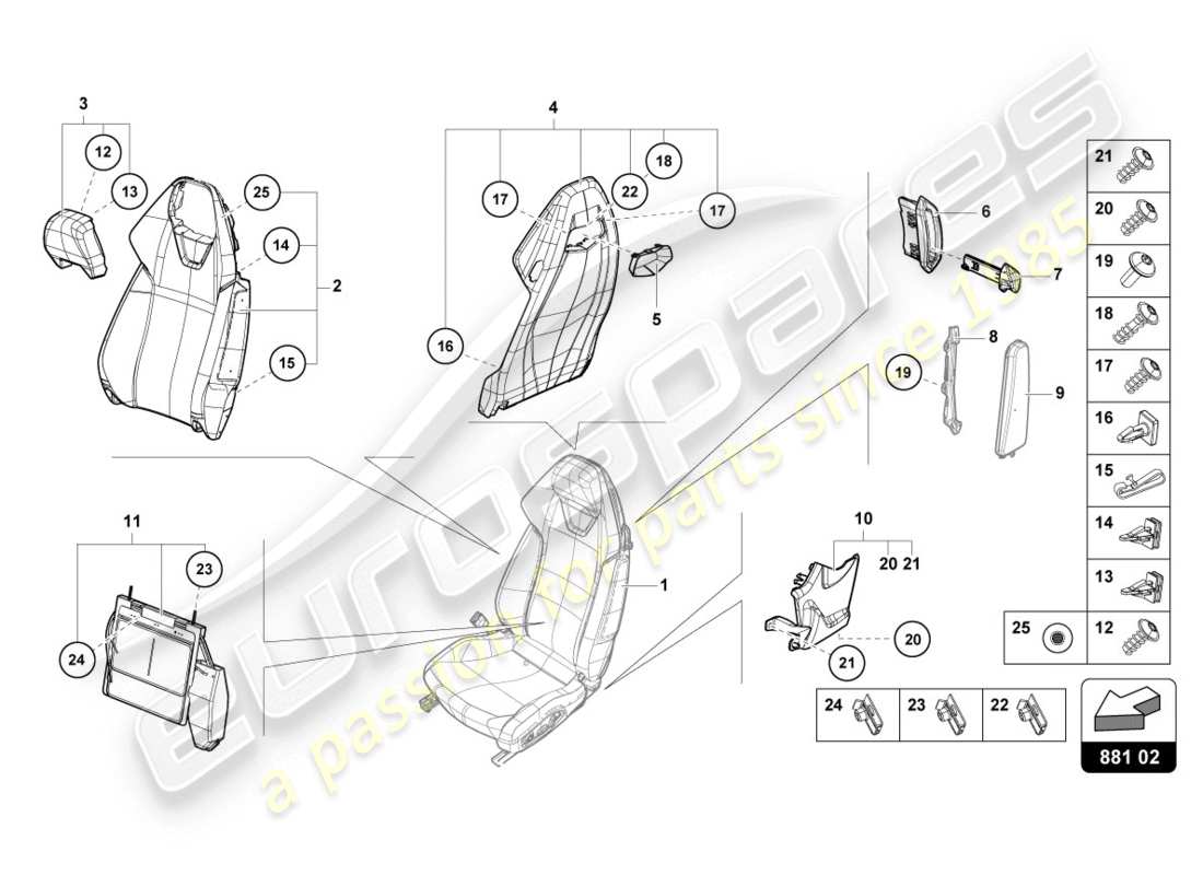 lamborghini 2020 (evo spyder) schéma des pièces du dossier