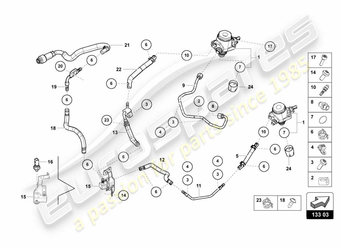 lamborghini 2017 (lp580-2 coupe) schéma des pièces de la pompe à carburant