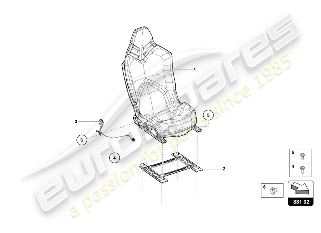 lamborghini sian (2021) siege sport schéma des pièces