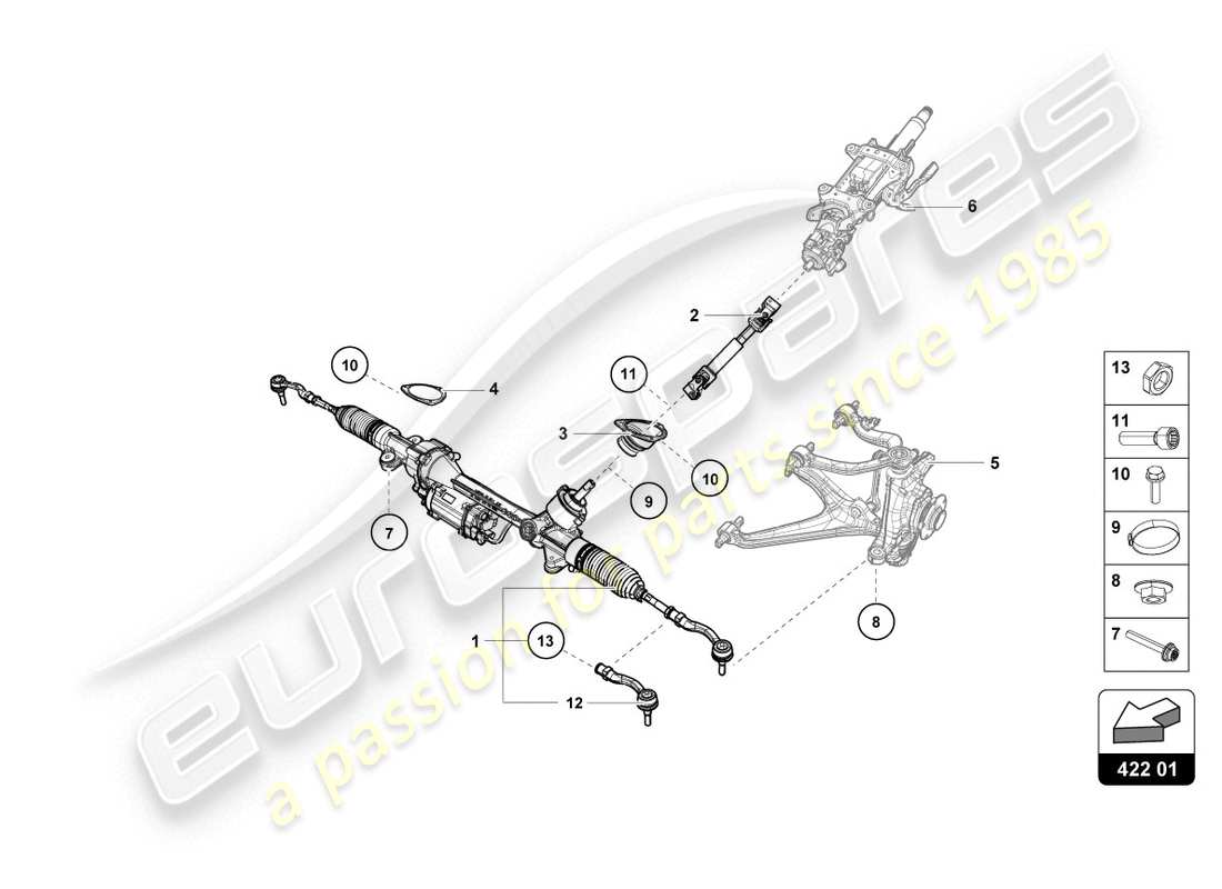 lamborghini evo coupe 2wd (2020) direction assistée schéma des pièces