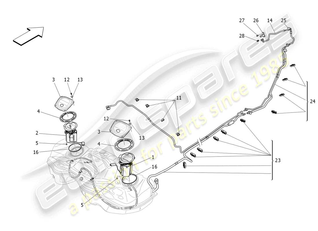 maserati levante gt (2022) pompes à carburant et conduites de connexion schéma des pièces