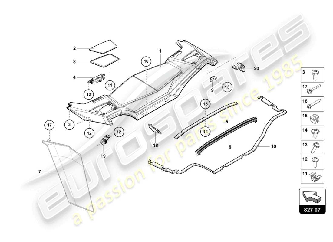 lamborghini lp700-4 roadster (2015) couverture diagramme de pièce