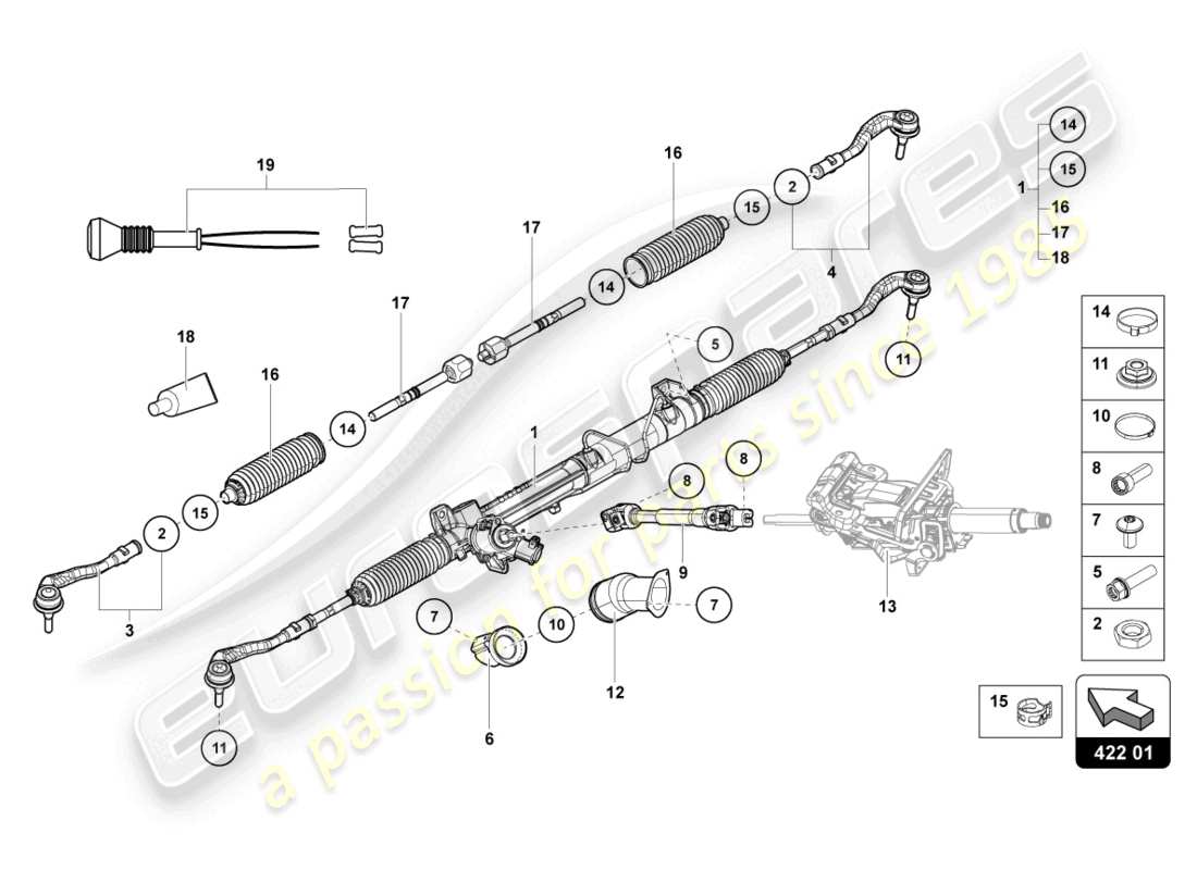 lamborghini sian (2021) tige de direction schéma des pièces