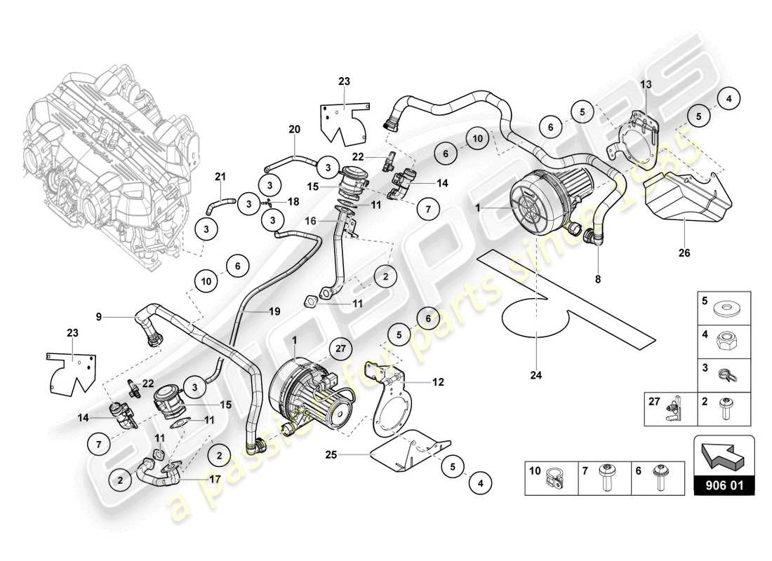 lamborghini 2015 (lp700-4 coupe) pompe à air secondaire schéma des pièces