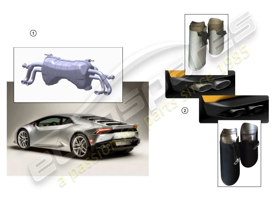 lamborghini huracan evo spyder (accessories) silencieux sport schéma des pièces