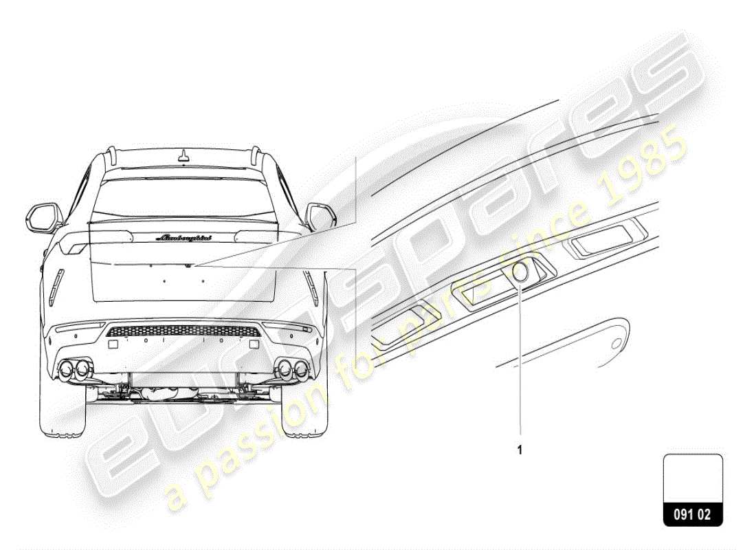 lamborghini urus (accessories) kit de rénovation pour caméra de recul schéma des pièces