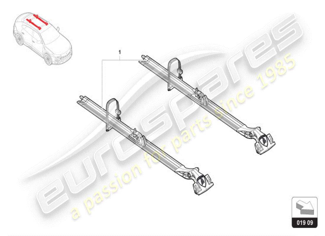 lamborghini urus (accessories) diagramme des pièces des porte-vélos
