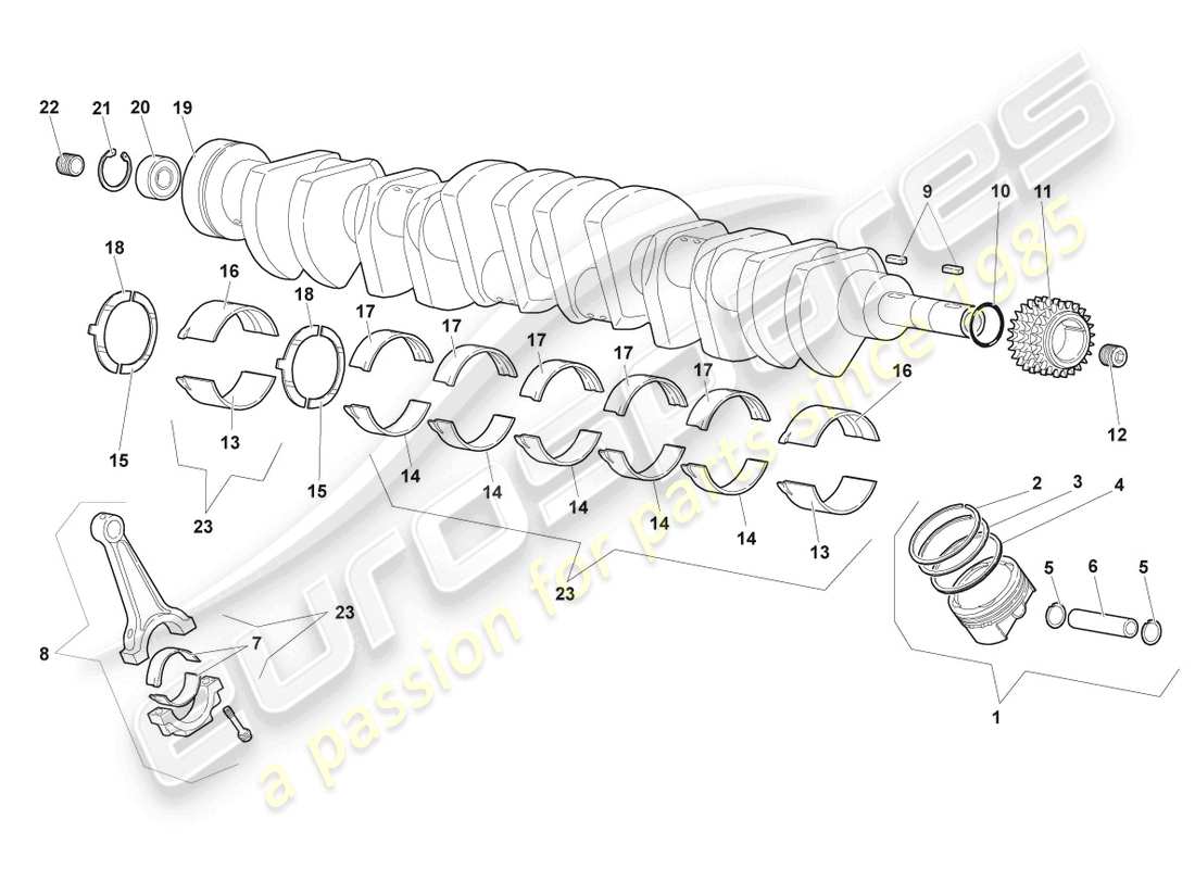 lamborghini murcielago coupe (2005) diagramme de pièce de vilebrequin