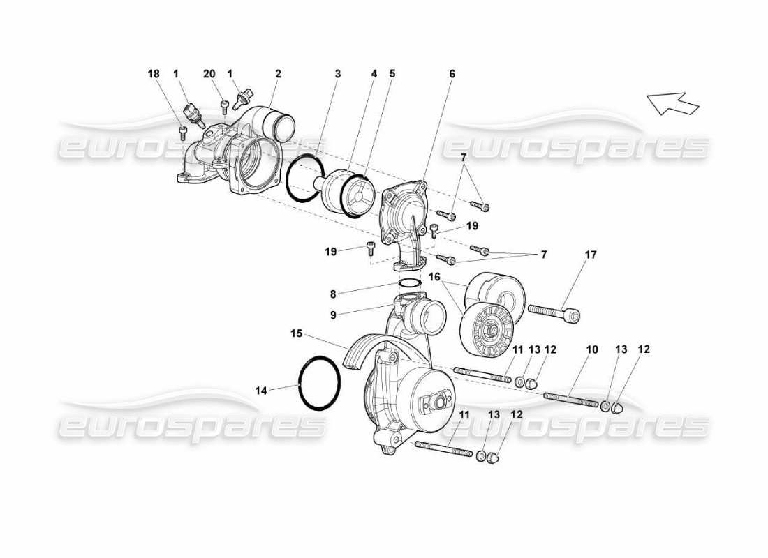 lamborghini murcielago lp670 pompe à eau schéma des pièces