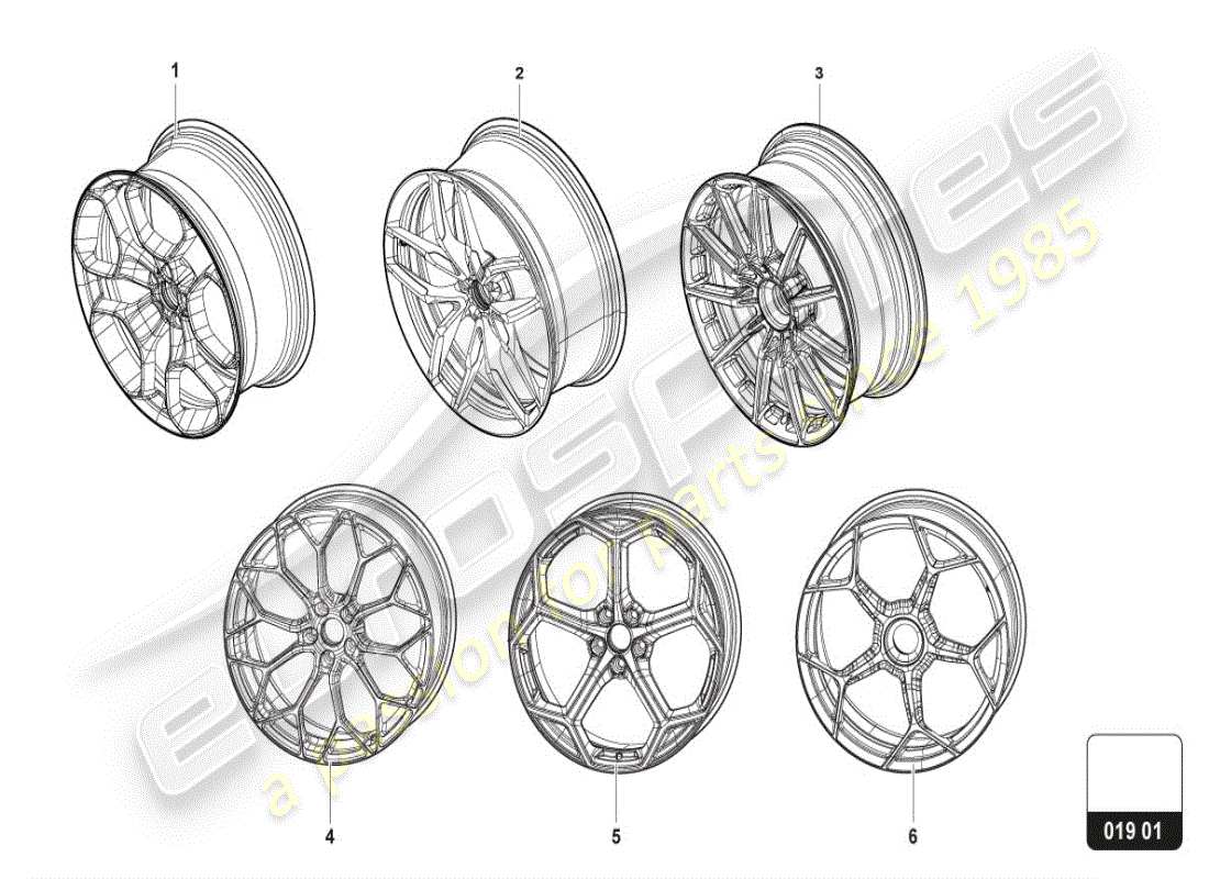lamborghini huracan lp600-4 zhong coupe (accessories) jante en aluminium schéma des pièces